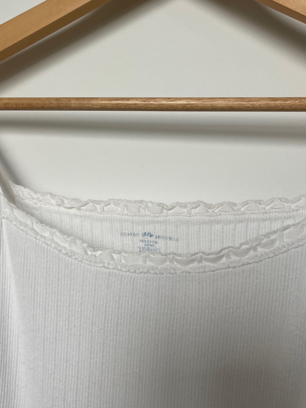 Brandy Melville White Ribbed Lace-Trim Camisole - Picture 2 of 2